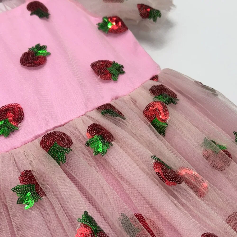 Lola + The Boys Strawberry Sequin Tulle Dress Size 8 - Picture 5 of 11